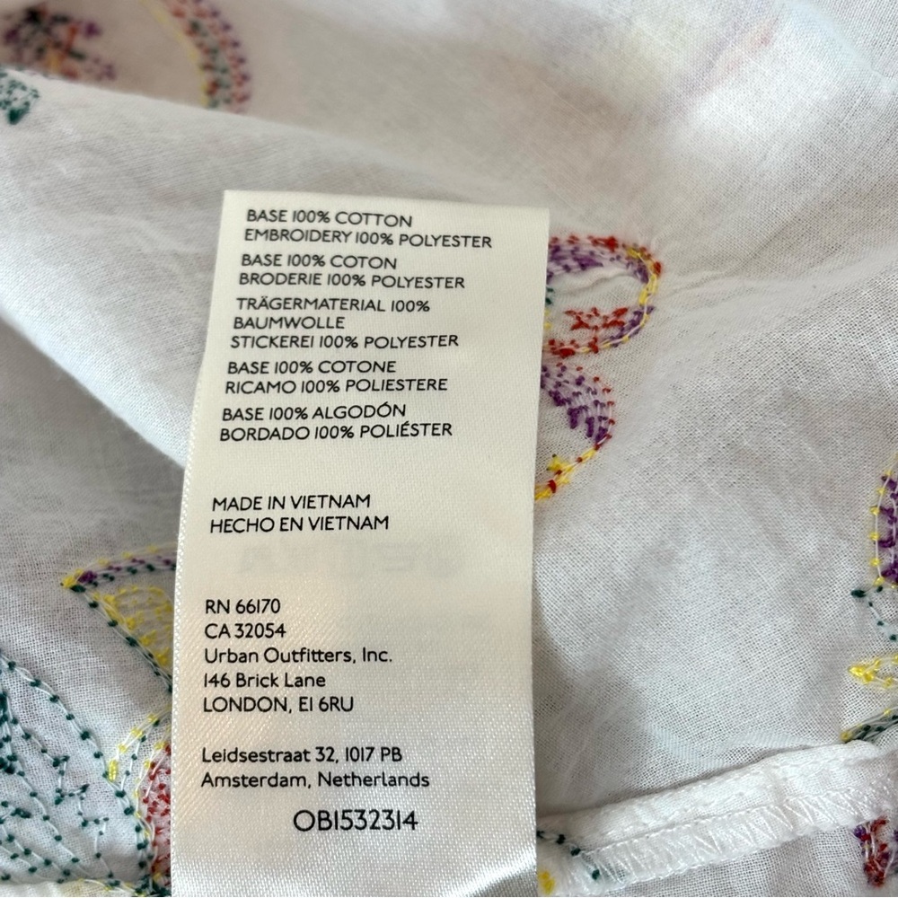Anthropologie Pilcro Bella Fruit Embroidered Blouse Size XL White Boho - Picture 11 of 11